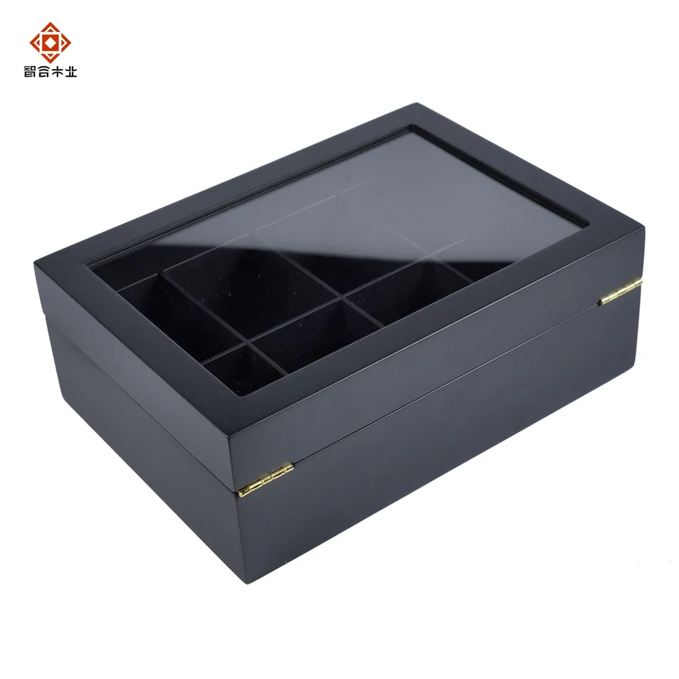 Newly Beautifully Handcrafted Acrylic Design Wooden Tea Bag Storage Box Wood Gift Packaging Case