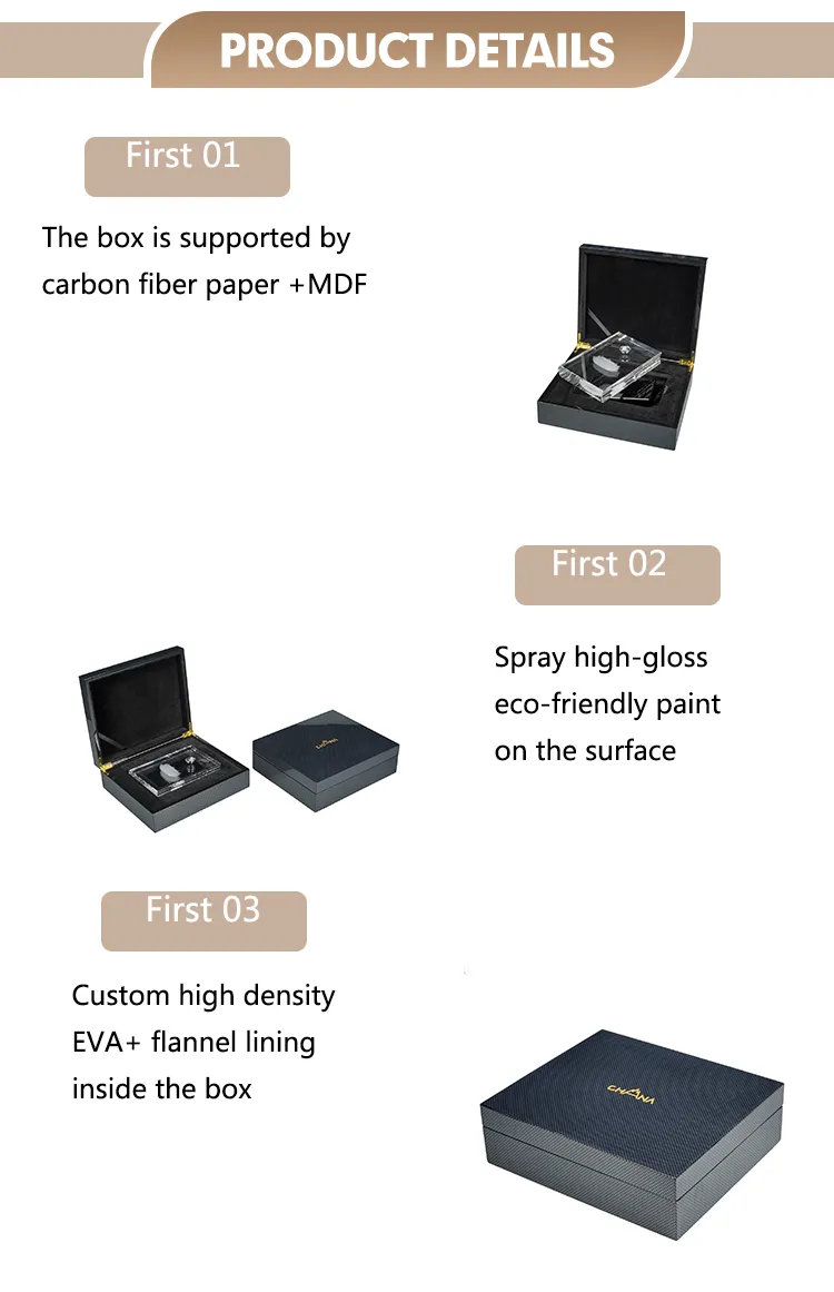 High Grade Carbon Fiber Paper Design Crystal Collectible Box Custom Luxury Wooden Gift Packaging Boxes