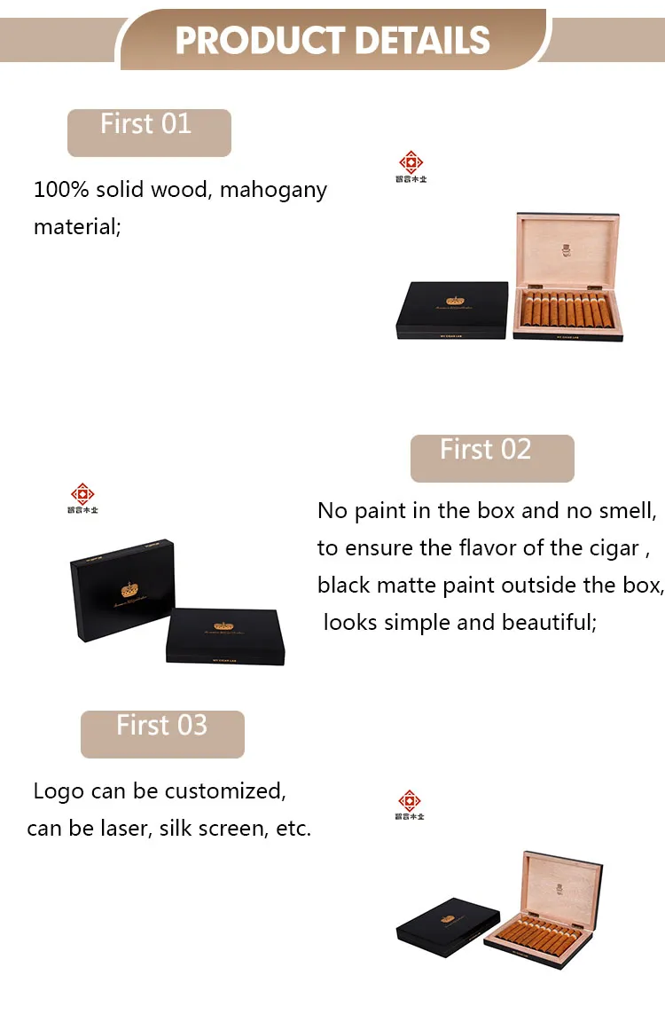 Premium Mahogany Cigar Humidor Box for Gift Packaging
