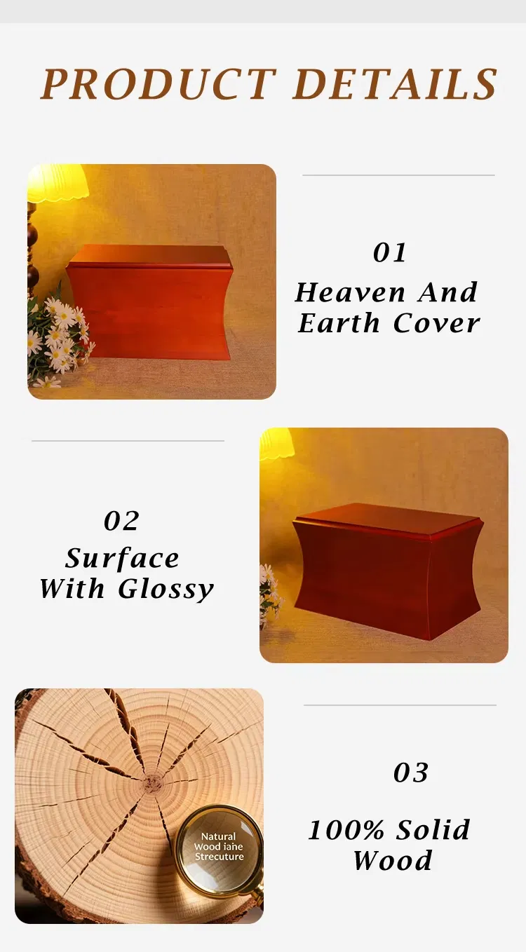 Zhihe Pet Ashes Urn Distinct Wood Grain Simple Striped Engravings Eco-Friendly Coating Custom Options Wooden Urn Box