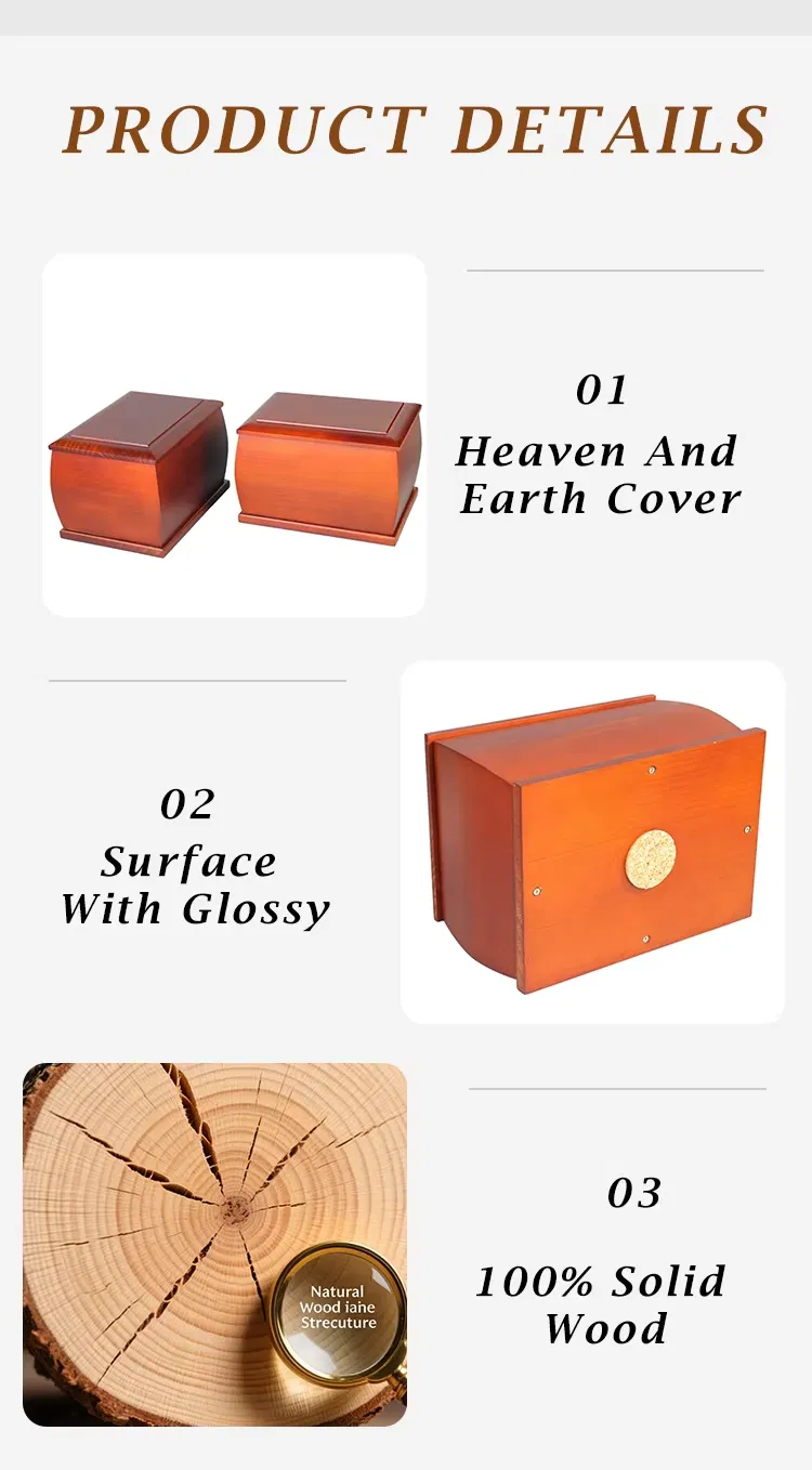 Wholesale Wooden Pet Cremation Boxes Animals Burial Urn Casket for Pet Ashes