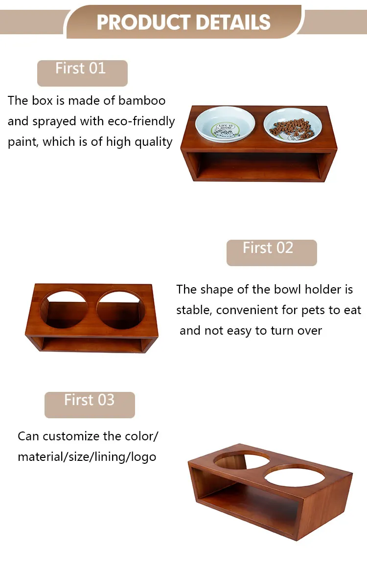 Best-Selling Wooden Frame Pet Ceramic Bowl Dog Cat Dish Bowl Collapsible Dog Feeder Pet Bowl