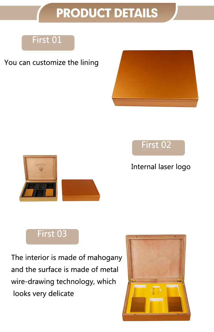 Custom Mahogany Cigar Box with Laser Engraved Logo Design