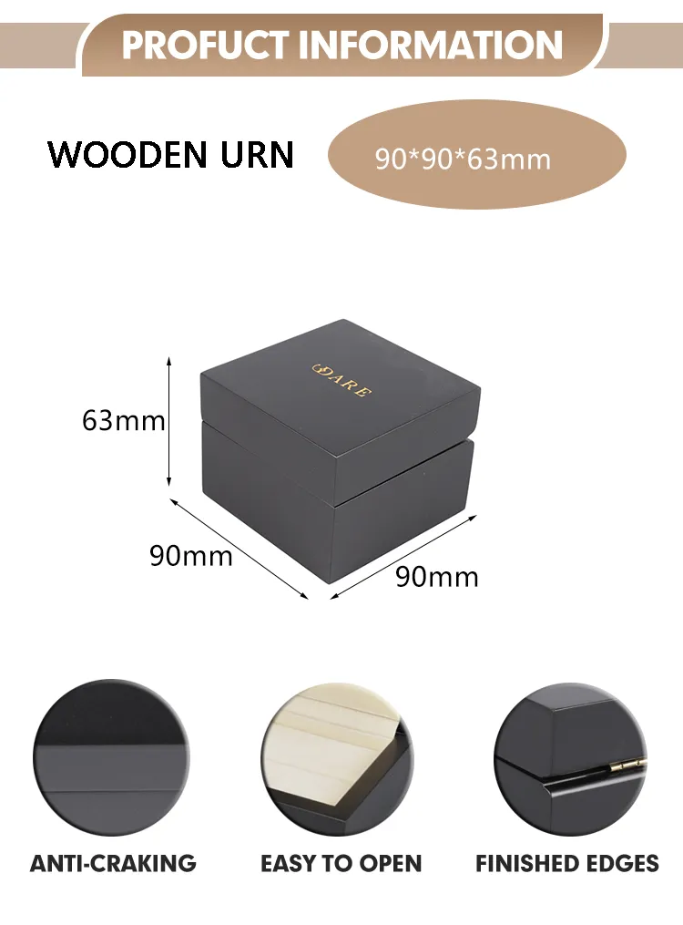 Zhihe Handcrafted Wooden Black Ring Box Luxury Jewelry Storage Case with Magnetic Closure Velvet Lining Engraved Detail Oak Wood Proposal Accessory