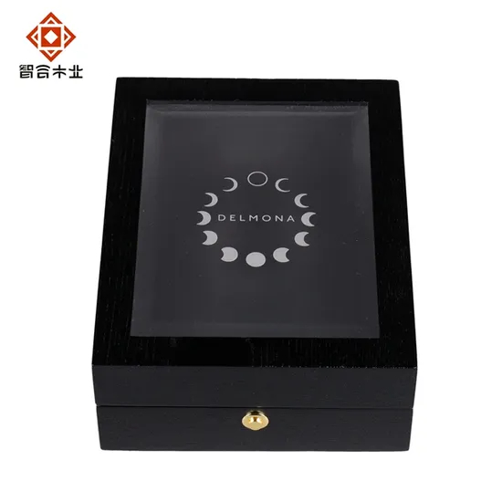 Elegant Custom Black and Grey Perfume Gift Set with Wooden Lid
