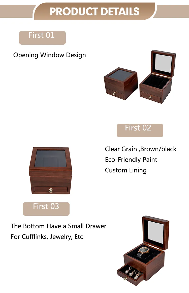 Elegant Wooden Watch Display Box with Clear Acrylic Lid
