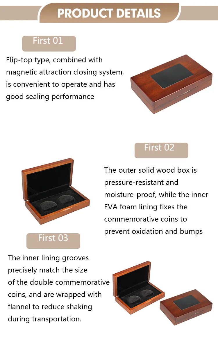 Wholesale Customized Exquisite Wooden Box Medal Commemorative Coin Wooden Gift Box