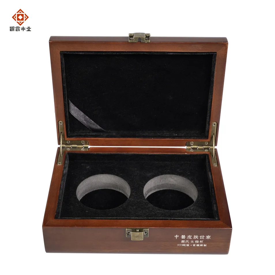 Factory Handmade PU Leather Handle Gift Packaging Custom Logo Rubber Wood Small Gift Box