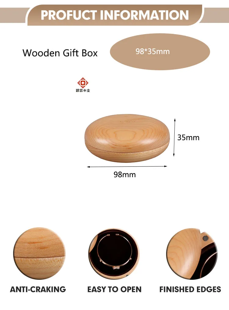 Custom New Simple Design Round Jewellery Packaging Storage Wooden Box for Bracelet