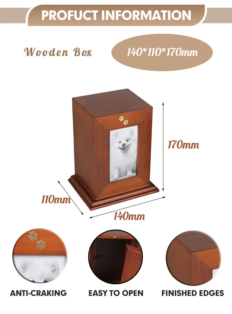 Wholesale Wooden High Quality Pet Urns Ashes Box Wooden Cremation Urn for Dog or Cat Wooden Wooden Urn Box for Pet