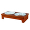 Elegant Adjustable Wooden Dog Feeding Station with Steel Bowls