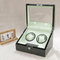 Classic Dual Watch Winder Wooden Box Beech Wood Auto Sensor PU Padding Dual Direction Rotation Quiet Operation Digital Display Watch Storage Case