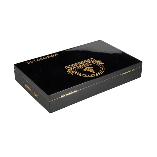 Custom Logo Lacquered Solid Wood Gift Box Laser Engraving Modern Handmade Luxury Custom Humidor Wooden Cigar Box