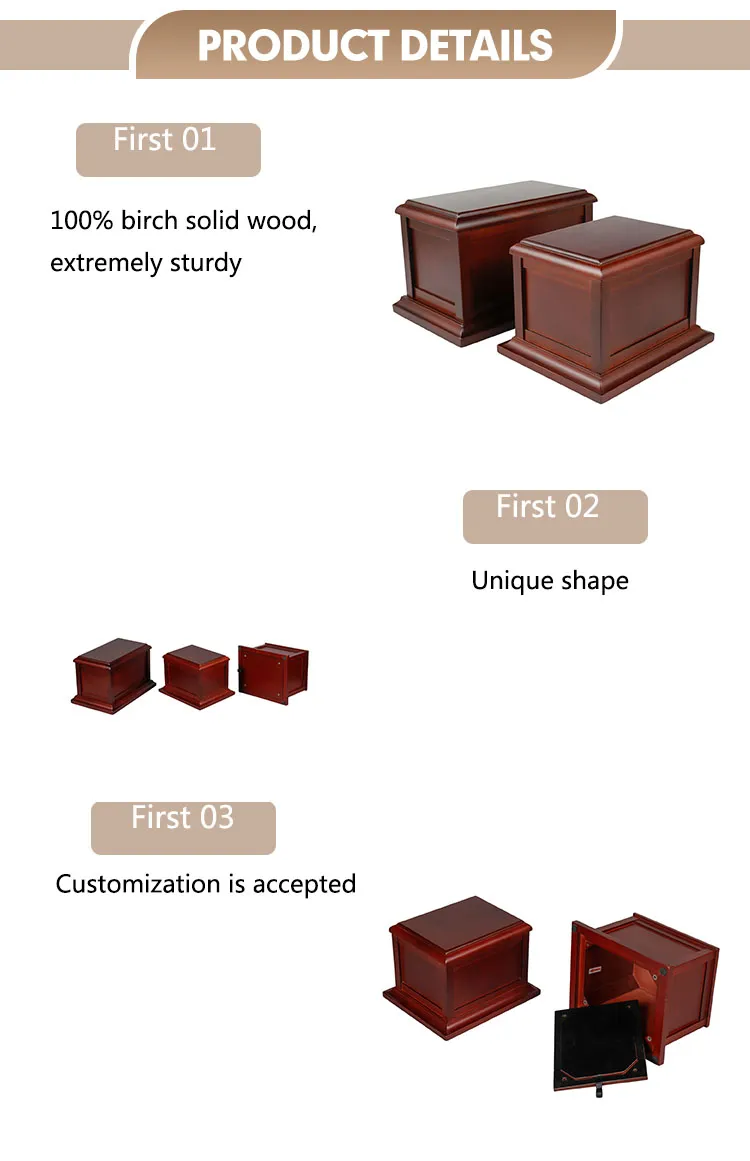Wholesale Spot Goods Wooden Funeral Products Pet Cremation Ash Casket Urn Wood Memorial Human Urn in Stock