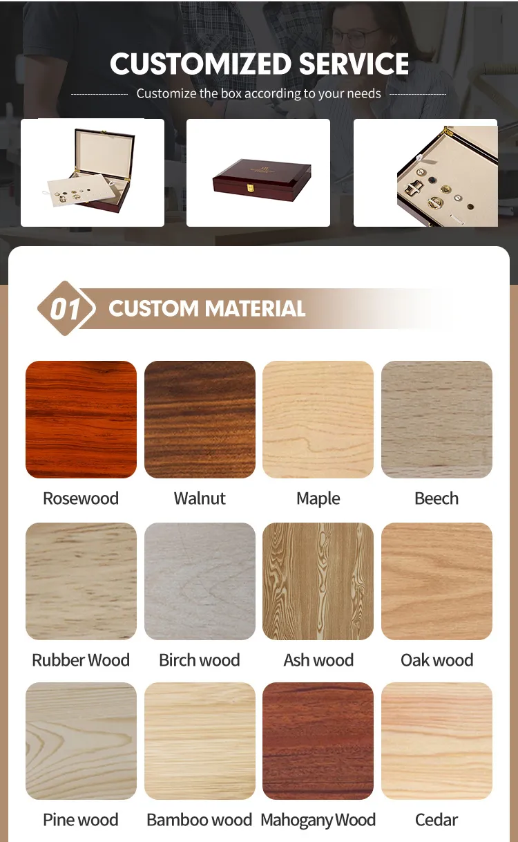Wholesale Custom Fashion Display Jewelry Storage Display Jewellery Case Luxury Wooden Ring Packaging Gift Boxes