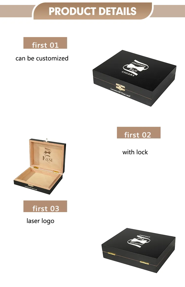 Wholesale Chiristmas Day Wood Cigar Packaging Box Solid Wood Cigarette Humidor Box Wood Veneer Parquet All Kinds of Pattern Printing Customized Packing Gift Box