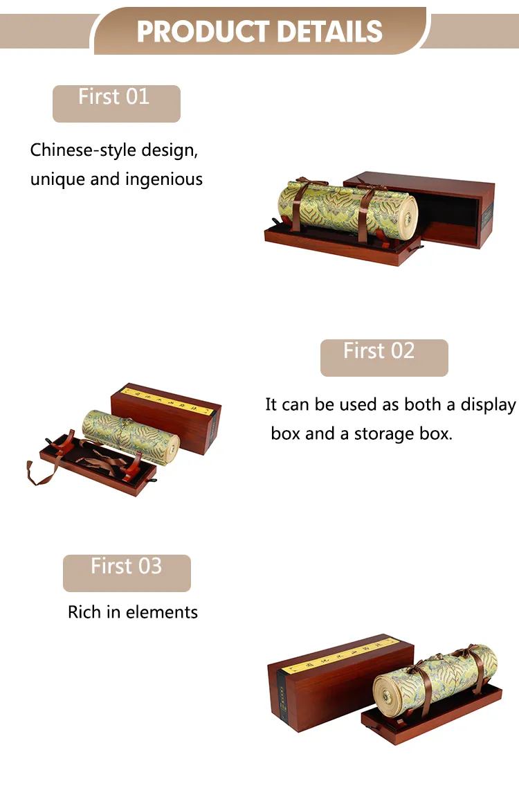 Factory Customised Luxury MDF Wooden Display Scroll Box Velvet Storage for Collection Gift Box