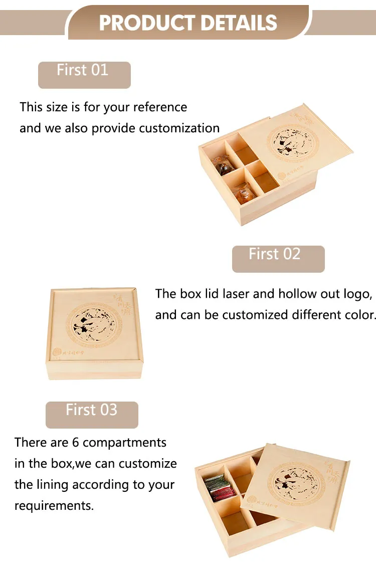 Wholesale Customized Wooden Tea Chest Gift Box Wood Watch Gift Jewelry Storage Packaging Box