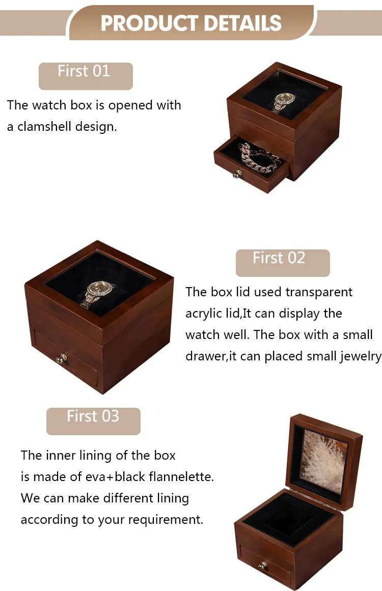 Factory Wholesale Luxury Solid Wooden Men Jewelry Watch Storage Boxes Gift Cases