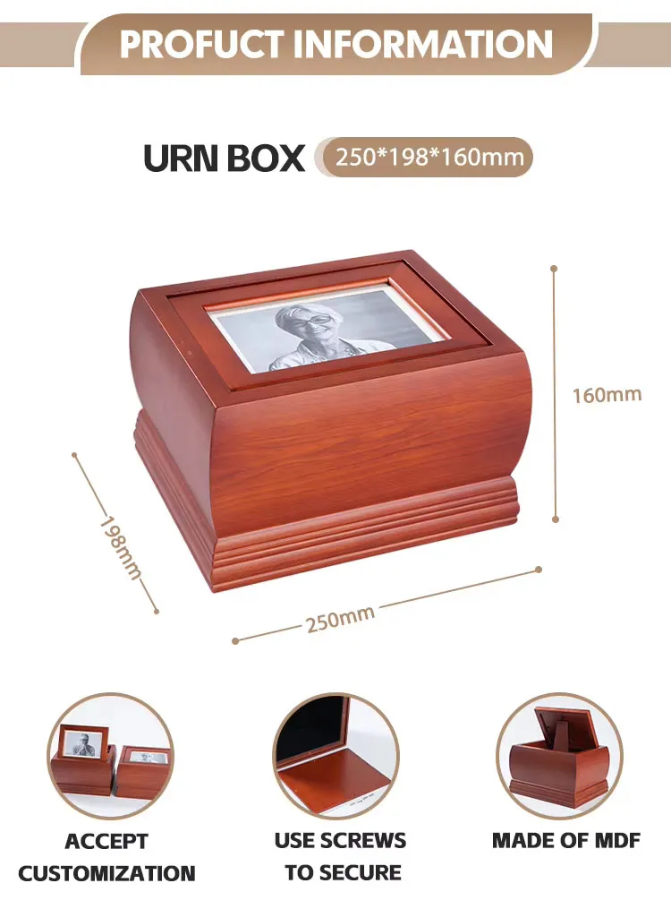 Modern American Style Wood Urn Box Colorful Contemporary Design for Human Ashes Pet Cremation for Funerals Memorial Services