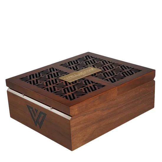 Handmade Eco-Friendly Flip Custom Logo Hollowed-out Design Packaging Box Luxury Gift Storage Wine Craft Wooden Box Wooden Bamboo Boxes