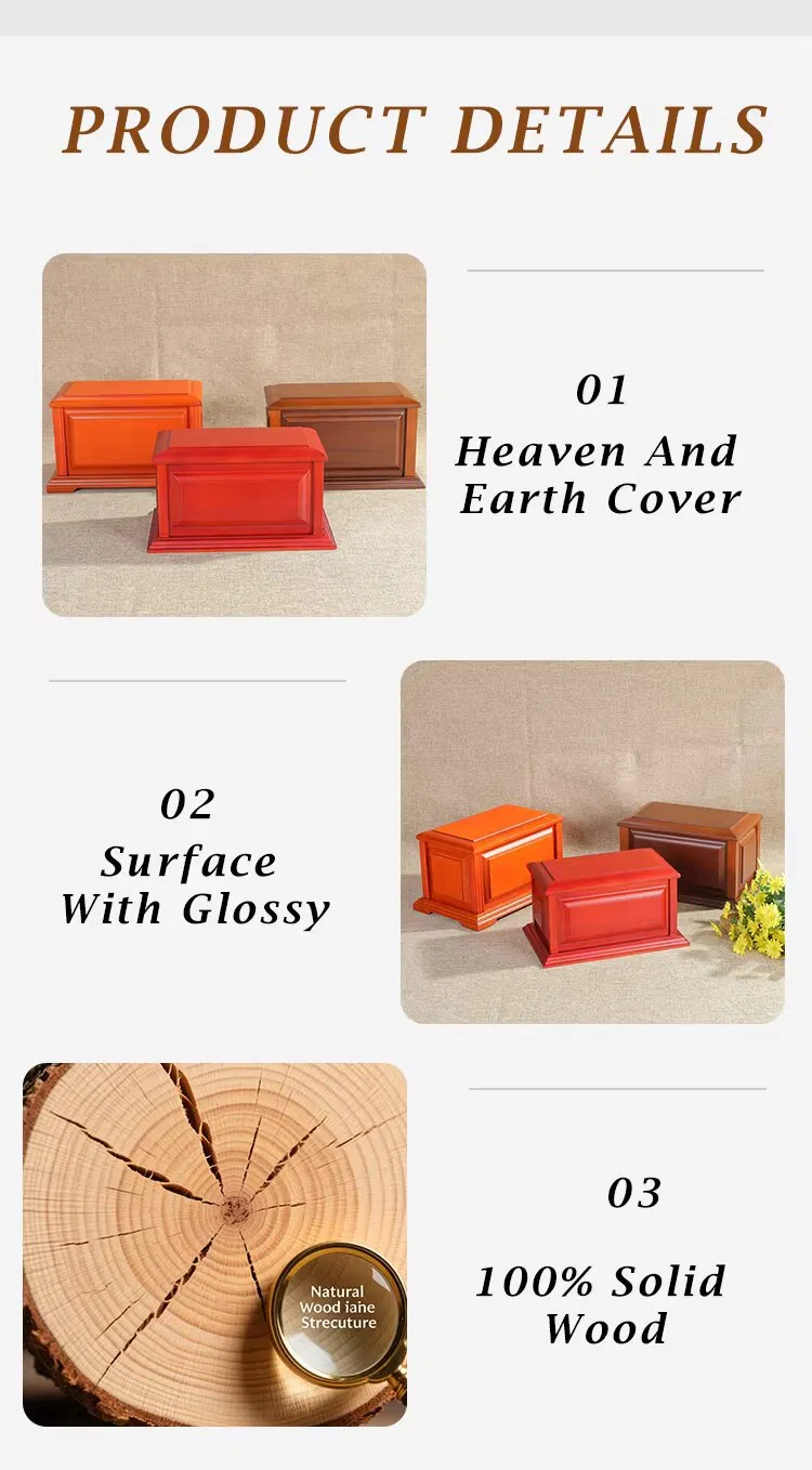 Zhihe Wholesale Funeral Urn Box Sliding Lid Design Custom Large Wooden Urns for Pet Ashes