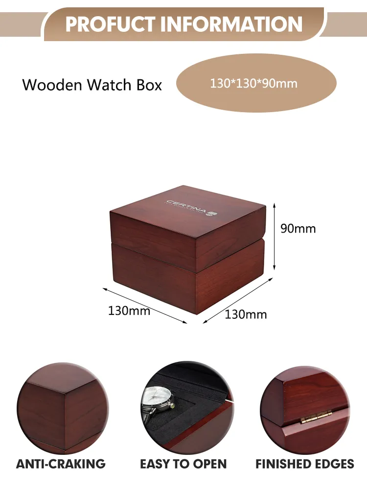 Luxurious High-End Red Lacquer Finish Wooden Packaging Display Gift Box for Single Watch