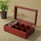 Luxury Custom Red MDF Timber Acrylic Wooden Handmade Perfume Tea Bag Storage Tea Packaging Varnishing Gift Organize Box