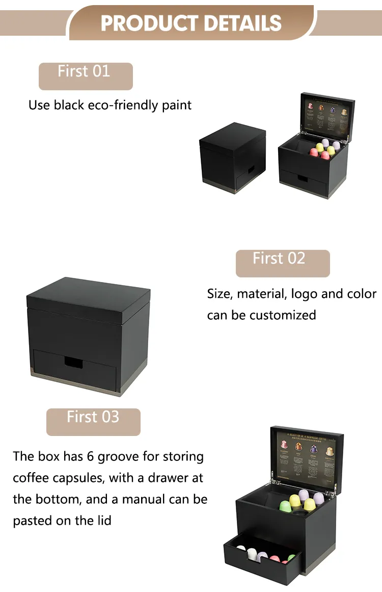 Hot Sale Deluxe Custom Black Coffee Capsule Packaging Box Custom Coffee Paper Box Coffee Box