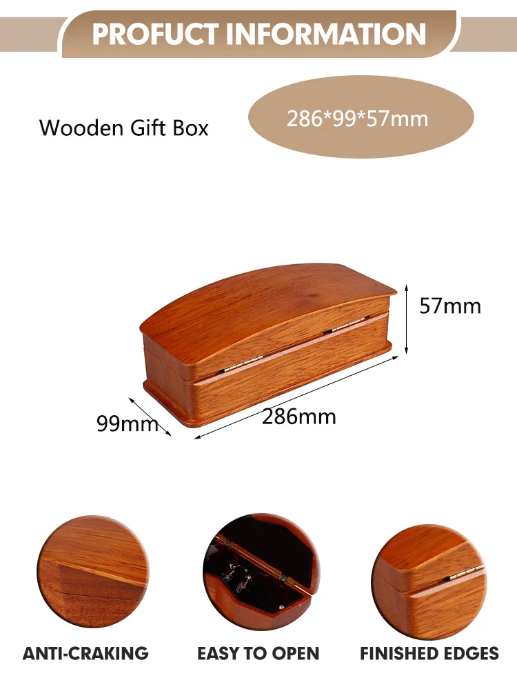 Premium Customizable Black Flannel Lined Walnut Eyeglasses Case