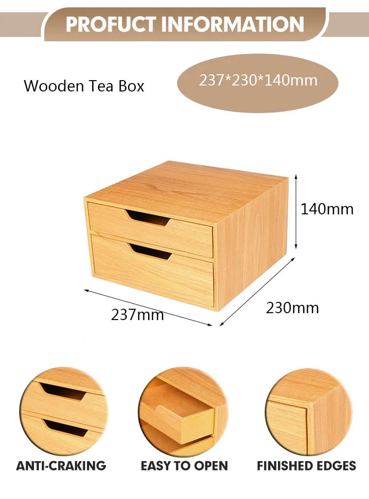 Premium Wooden Tea Bag Storage Box with Dual Layers