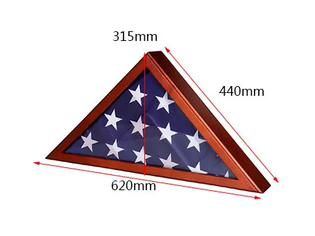 Wholesale Custom Large Wooden America Flag Box Display Case National Storage Us Banner Stand Triangle Shape Home Gift Timber