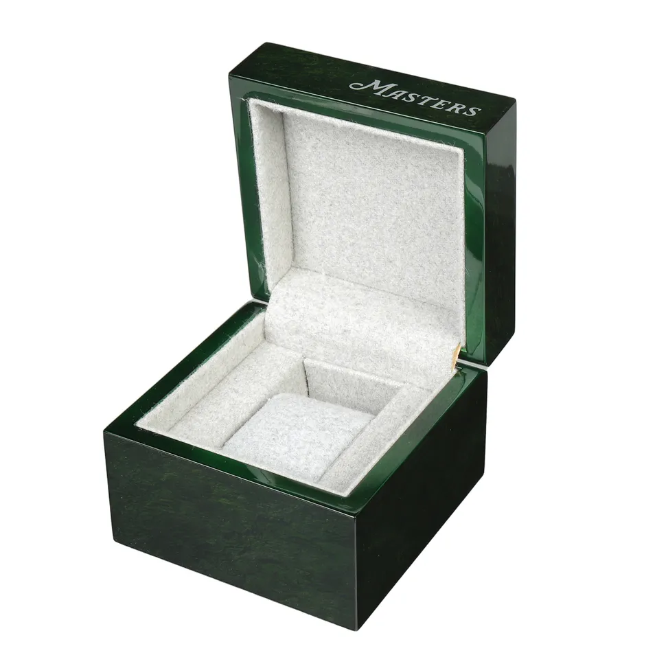 Elegant Green Lacquer Wooden Watch Display Box for Storage