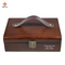 Factory Handmade PU Leather Handle Gift Packaging Custom Logo Rubber Wood Small Gift Box