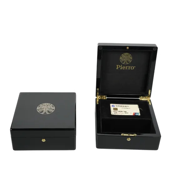 Factory Wholesale High Gloss Paint Custom Logo Luxury Wooden Black Bank Card Gift Box