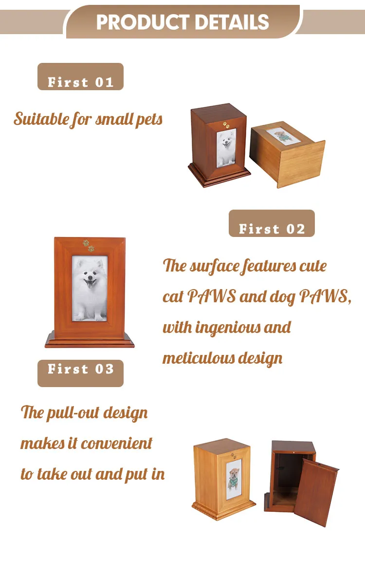 Wholesale Wooden High Quality Pet Urns Ashes Box Wooden Cremation Urn for Dog or Cat Wooden Wooden Urn Box for Pet