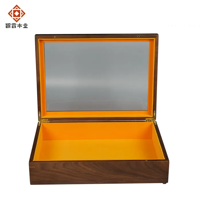Customizable Walnut Wood Gift Boxes with Acrylic Lid Design