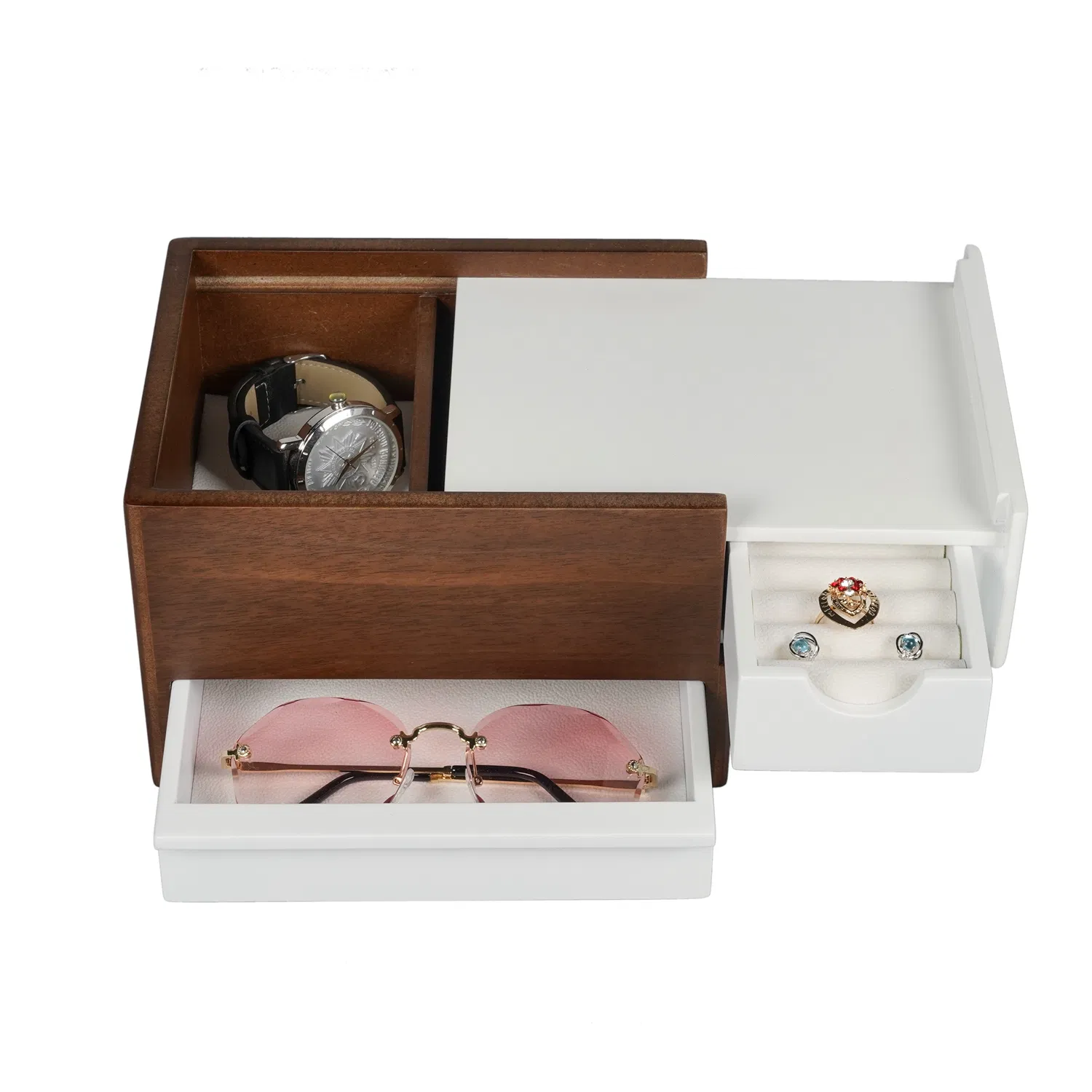 Custom Logo Travel Portable Square Shape Storage Jewelry Case Zipper Box PU Leather Jewelry Storage Packaging Box
