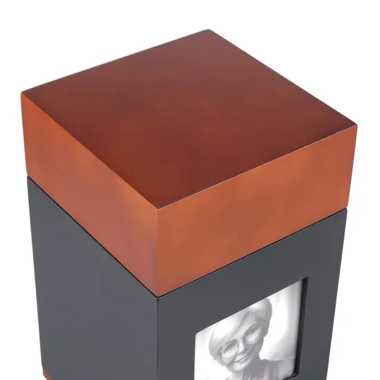 2025 New Product OEM Double Color Urn Human Cremation Ashes Natural Wooden Engraved Urn Keepsake Memorials Funeral Coffin Casket