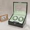 Classic Dual Watch Winder Wooden Box Beech Wood Auto Sensor PU Padding Dual Direction Rotation Quiet Operation Digital Display Watch Storage Case