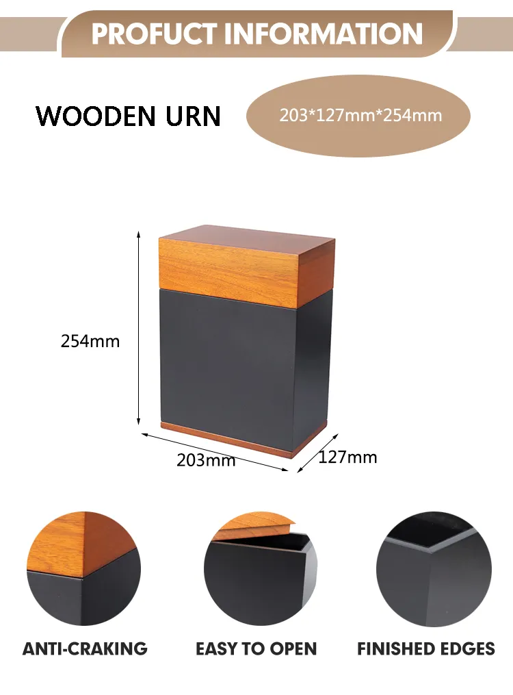 Handcrafted Wooden Funeral Urn Adult Ashes Container with Engraved Pattern Secure Lid Wood Material Memorial Keepsake Dignified Burial Accessory