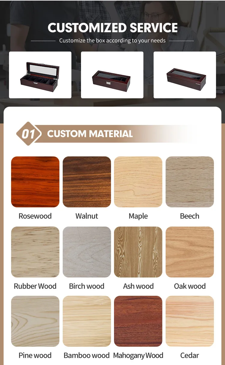 Elegant Luxury Wooden Jewelry Box for Watches and Gifts