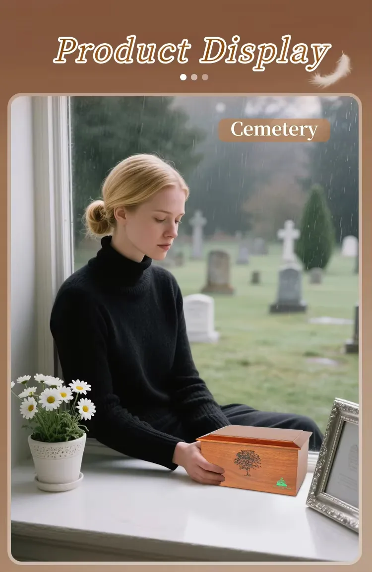 Wholesale Wooden Pet Memory Box Funeral Cremation Box with Photo Frame Pet Urns for Dogs Ashe