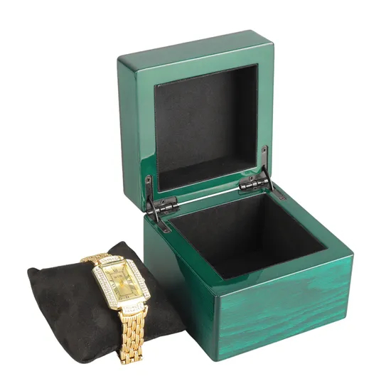 Elegant Green Glossy Varnish Watch Display Box for Storage