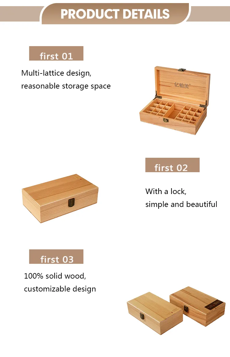 Wooden Foldable Essential Oil Storage Box with Lid-Large Capacity for Makeup Nail Polish &amp; Perfume