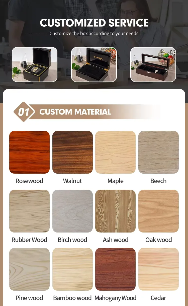 Factory Wholesale High Grade Eco-Friendly Square Single Gift Watch Case Unique MDF Wooden Watch Box Luxury