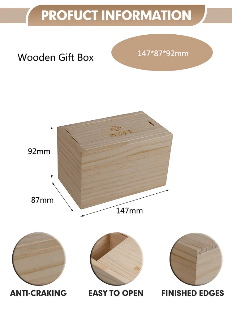 Handcraft Manufacture Wooden Packing Box Tea Coffee Eco-Friendly Wooden Gift Box