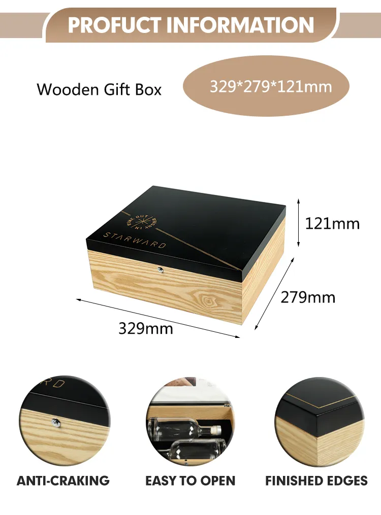 Wholesale Luxury Custom Logo Printing Solid Wooden Wine Gift Storage Box Spanish Cedar Wine with for Whiskey Bottle
