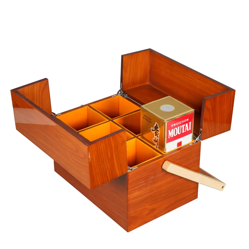 Luxurious Customizable Wooden Packaging Wine Bottle Storage Gift Box Wood Brandy Liquid Case