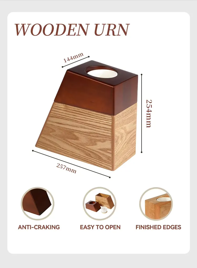 Zhihe Wholesale 100% Solid Wood Pet Cremation Urn Memorial Ashes Box with Small Potted Plant Compartment for Cherishing Beloved Pets
